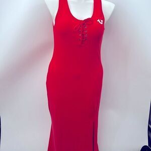 True Religion Poppy Red lace up midi dress XL